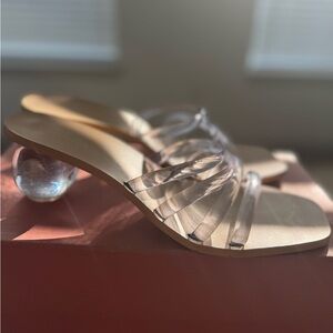 CULT GAIA Jennee PVC Slide Sandal Round Sphere translucent acrylic heel clear 10